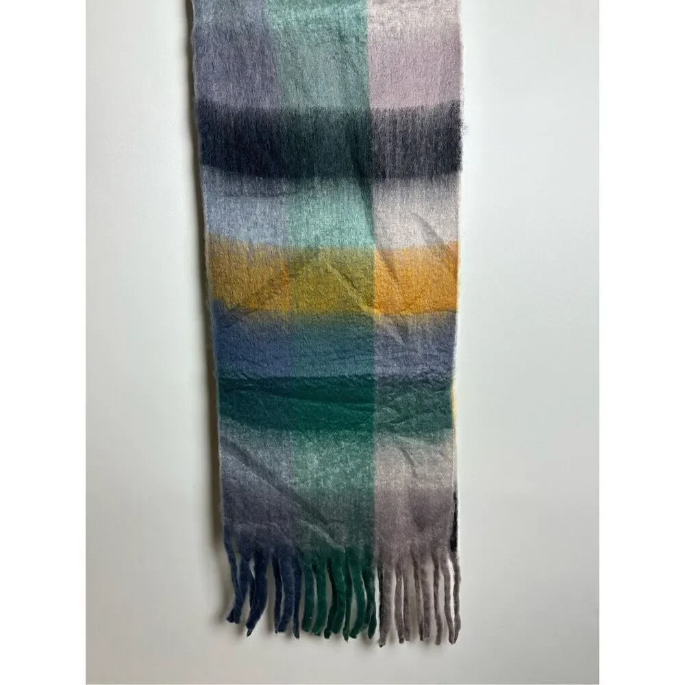 Mint green multi oversized scarf